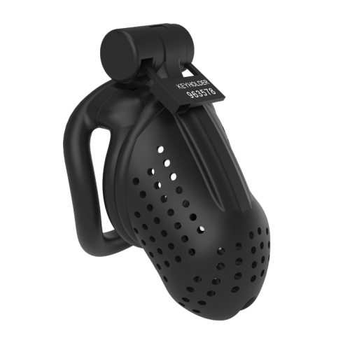 Czarna klatka na penisa z żywicy nylonowej.