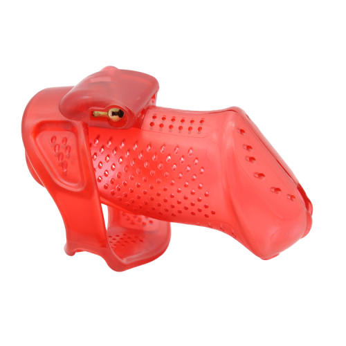 Czerwony pas cnoty z otworami wentylacyjnymi.