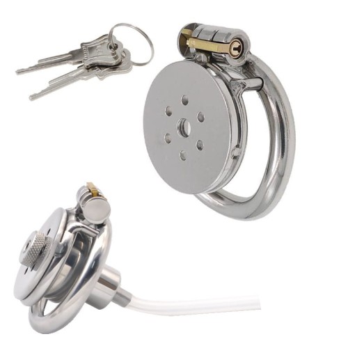 Odwrócona klatka na penisa z cewnikiem silikonowym w zestawie.