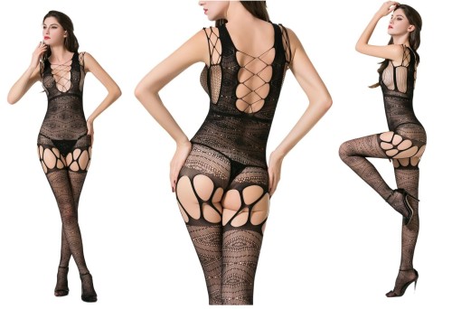 kuszące bodystocking z dziurką