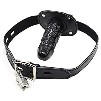 PERWERSYJNY KNEBEL SKÓRZANY DILDO