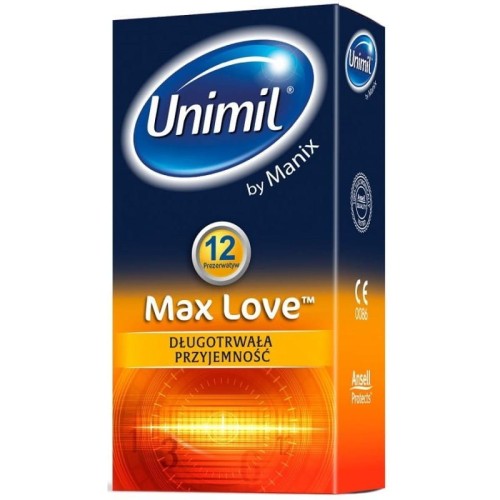 PREZERWATYWY OPÓŹNIAJĄCE WYTRYSK I WYDŁUŻAJĄCE STOSUNEK UNIMIL MAX LOVE 12 SZTUK