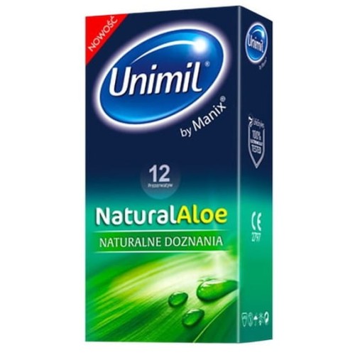 PREZERWATYWY UNIMIL NATURAL ALOE 12 SZTUK Z ŻELEM ALOESOWYM