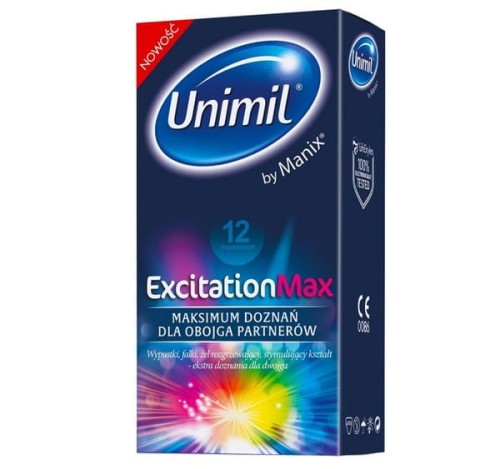 CIENKIE PREZERWATYWY PRĄŻKOWANE Z WYPUSTKAMI UNIMIL EXCITATION MAX
