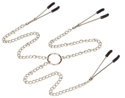 ŁAŃCUSZEK Z ZACISKAMI NA SUTKI I ŁECHTACZKĘ