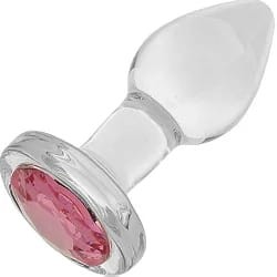 SZKLANY KOREK ANALNY Z KLEJNOTEM ROZMIAR S