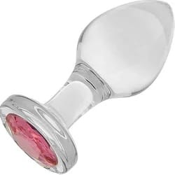 SZKLANY KOREK ANALNY Z KLEJNOTEM ROZMIAR L