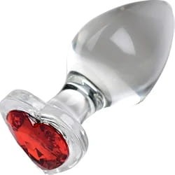 SZKLANY KOREK ANALNY Z KLEJNOTEM W KSZTAŁCIE SERCE L