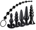 Czarny zestaw 5 korków analnych i koraliki analne