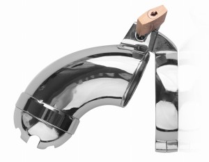 Stalowy pas cnoty z zabudowaną klatką na penisa